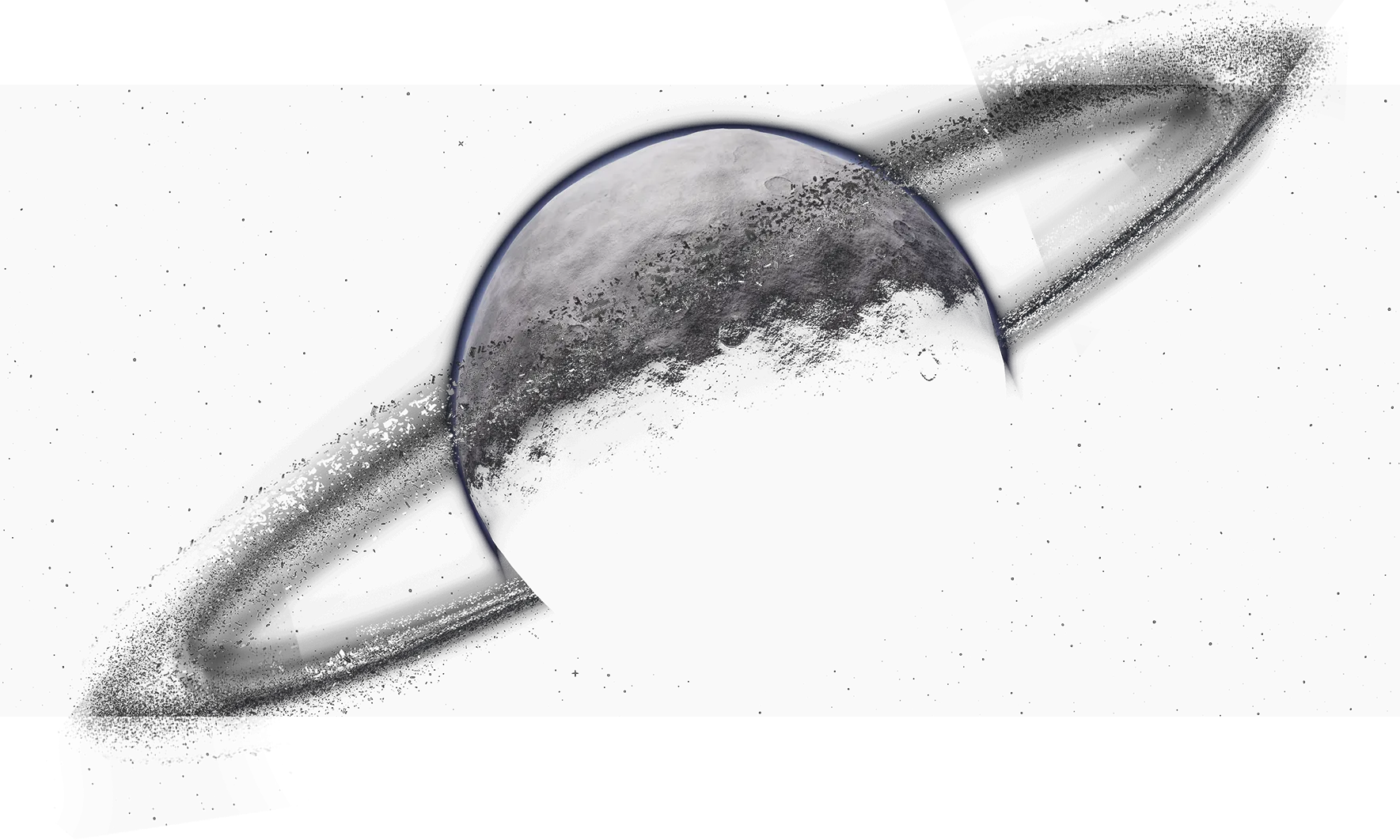 Official art of Derven Acos, shown as a grey ringed world