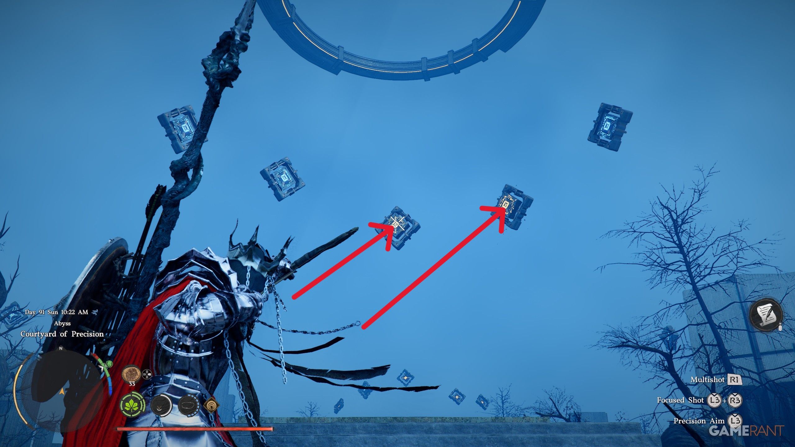 Solving an Abyss sky island puzzle with floating platforms in Crimson Desert