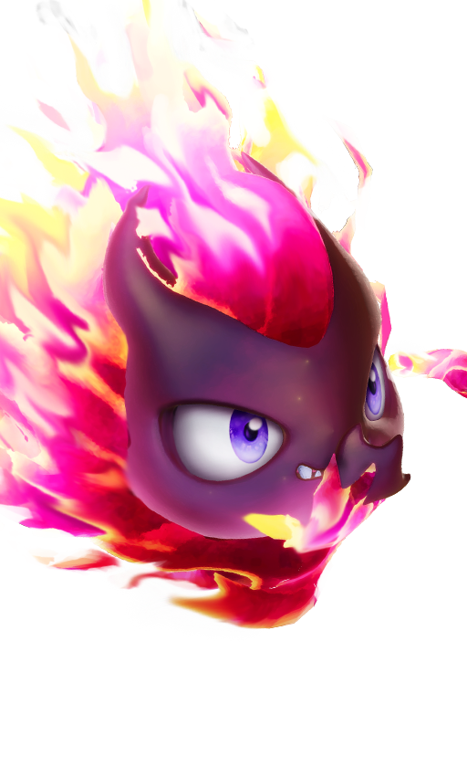 Official full-body artwork of the Aniimo Sparki in its Sea of Flowers Form, a Fire element Energy role creature