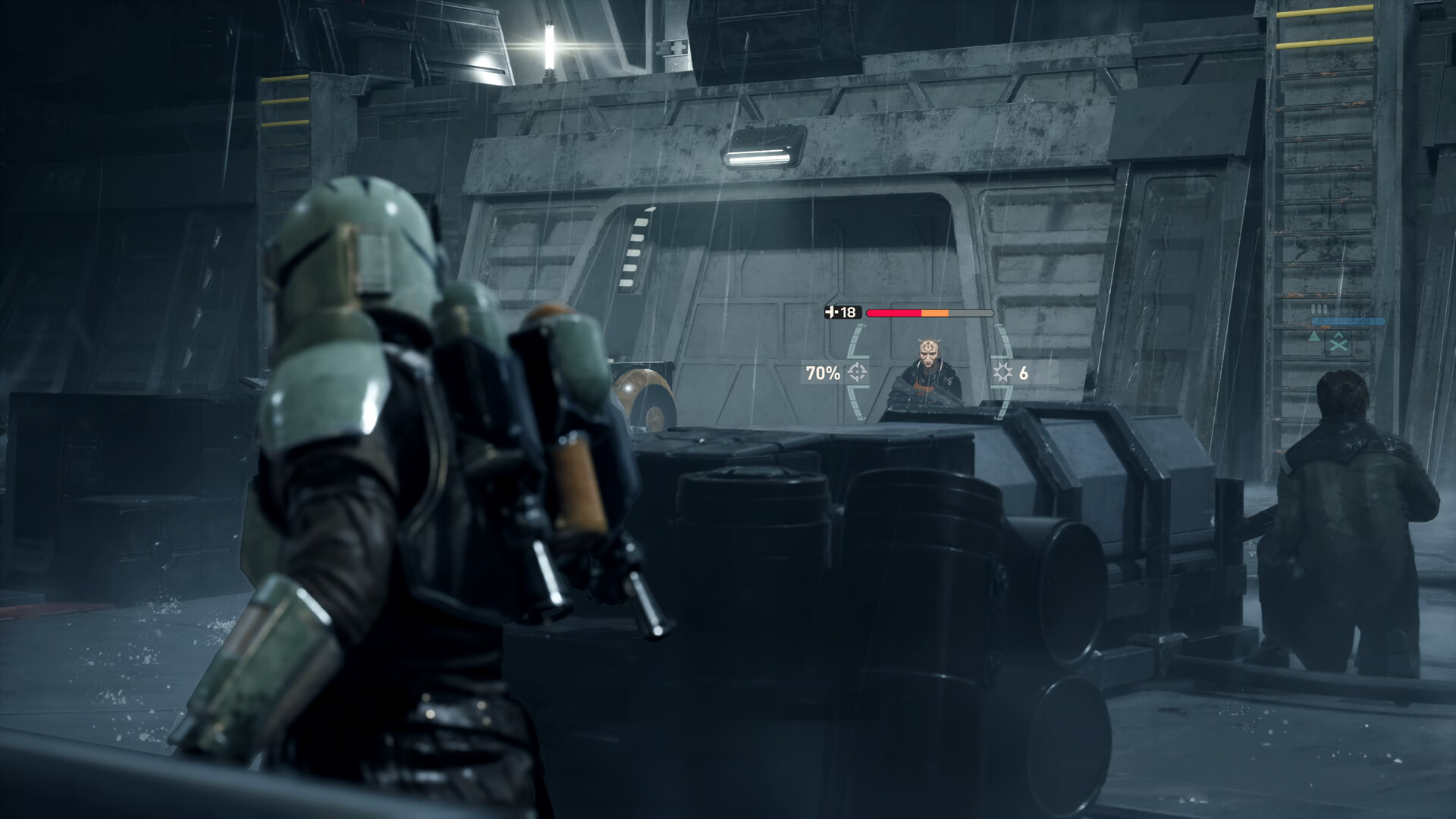 A tense tactical encounter where an operative is at risk