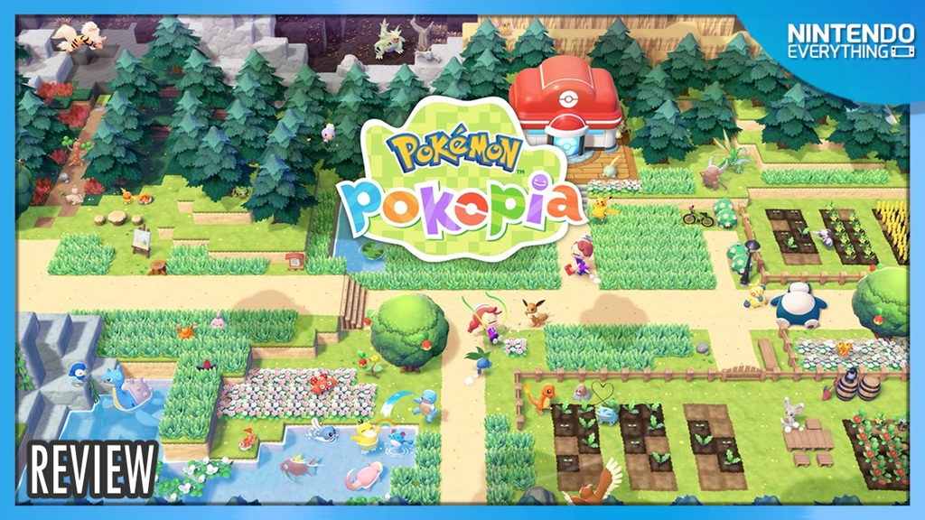 Pokemon Pokopia gameplay showing settlement building and Pokemon interactions