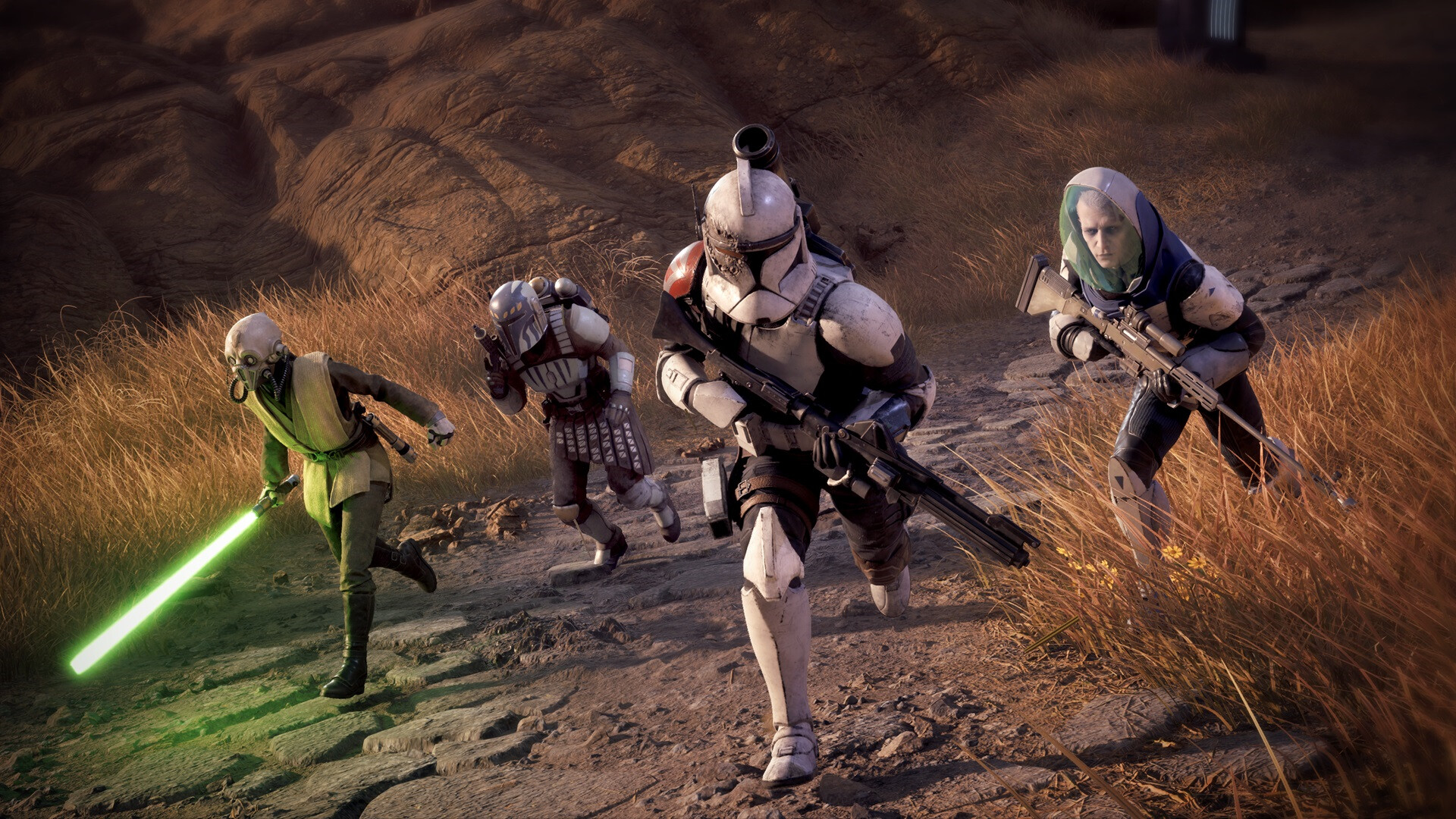 Zero Company operatives advancing through a tactical battlefield