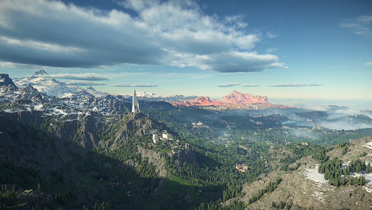 The Demeniss mountainous region covered in snow