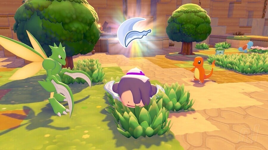 Ditto using Cut transformation to chop trees in Pokemon Pokopia