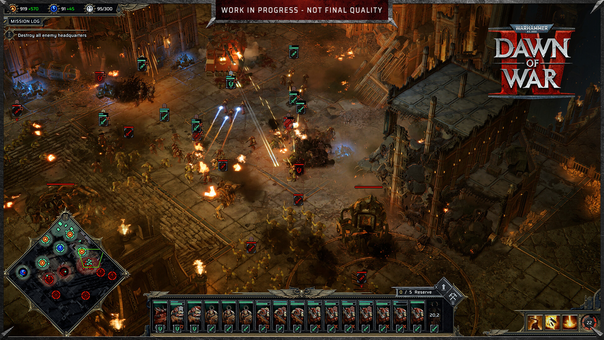 A battlefield scene from Warhammer 40,000: Dawn of War IV