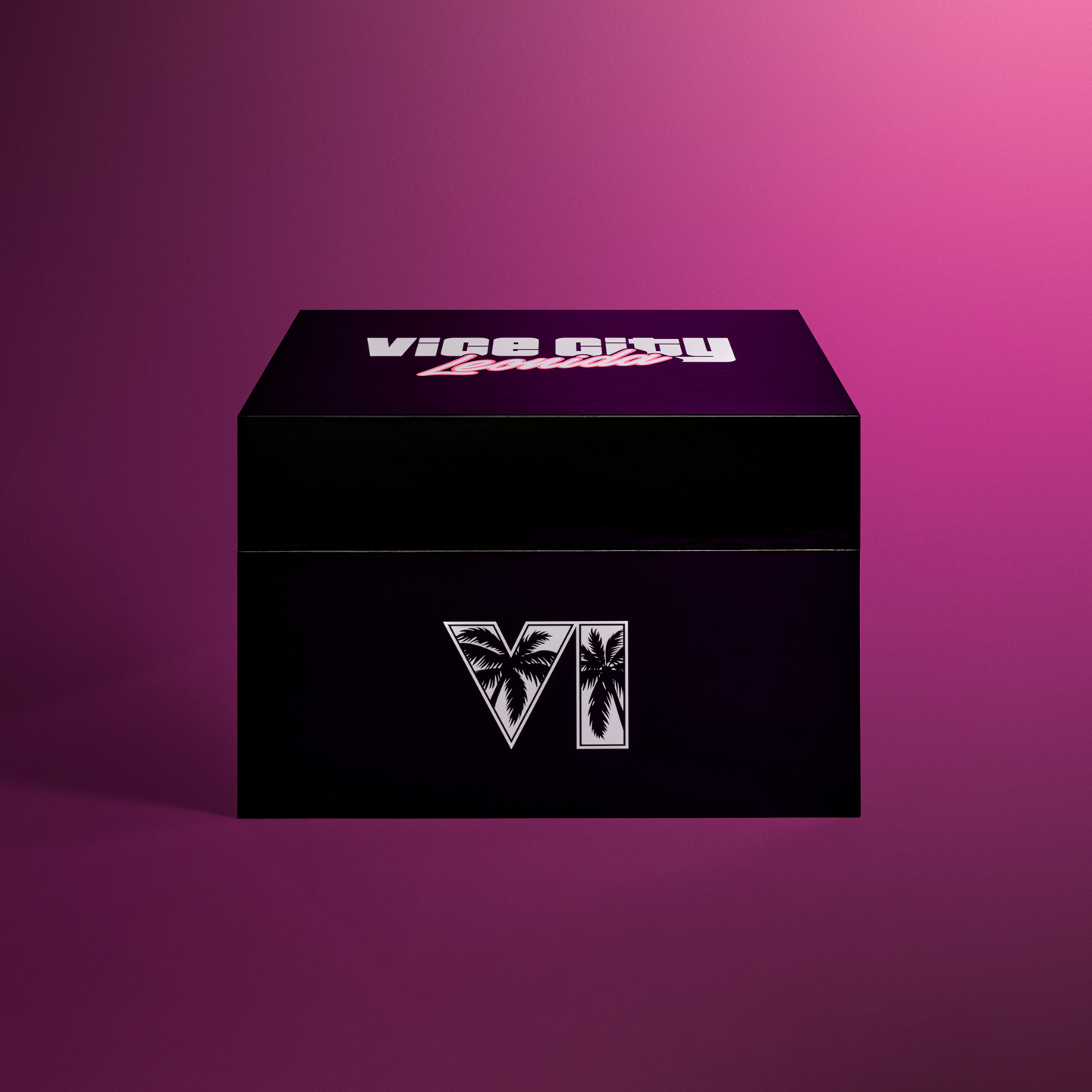 The closed black Grand Theft Auto VI Goodtime State Vice City Collection box with the Vice City Leonida logo and a palm-tree VI emblem