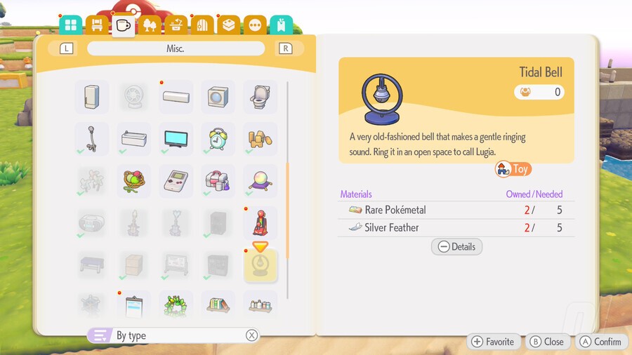 Tidal Bell item used to summon Lugia in Pokemon Pokopia