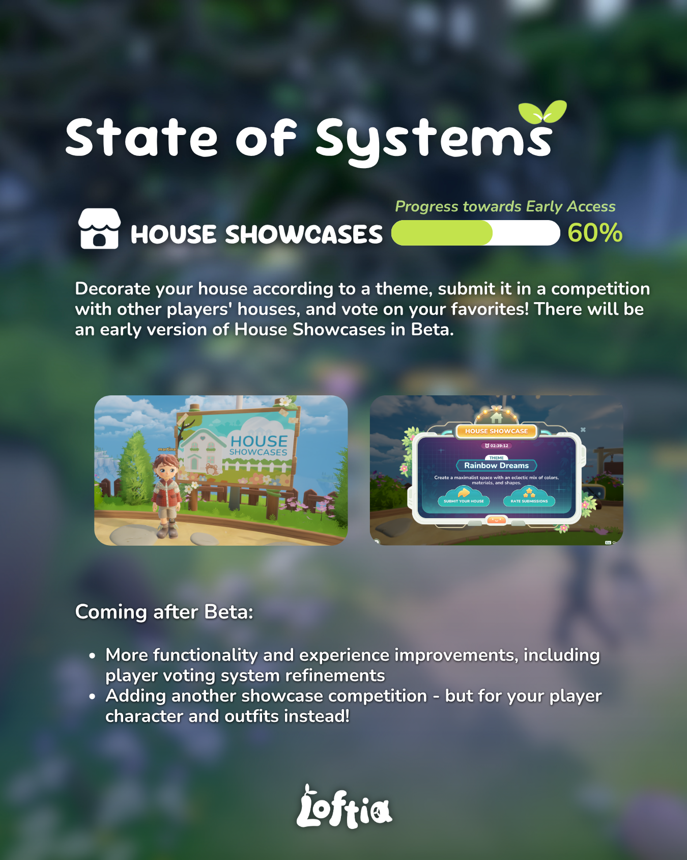 House Showcase example and feature plans for the April 2026 closed beta.