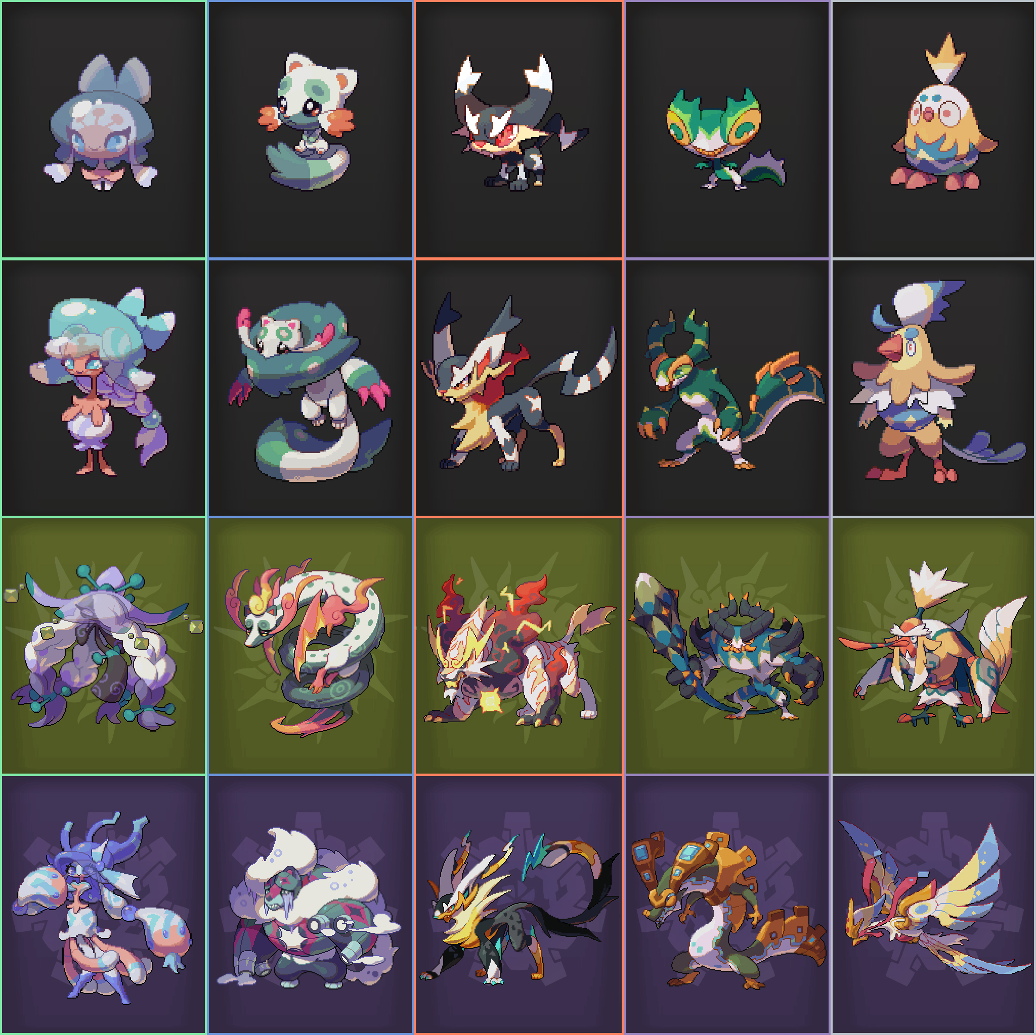 Official graphic showing starter Animon branching evolutions and their rare Lost variants