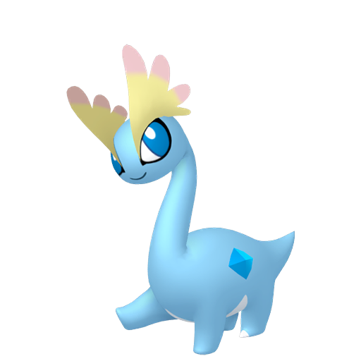 Amaura sprite from Pokemon Pokopia showing the Tundra Pokemon with Crush specialty