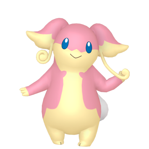 Audino sprite from Pokemon Pokopia showing the Hearing Pokemon with Trade specialty