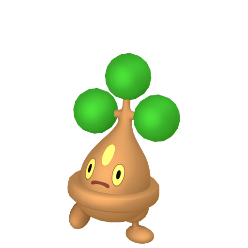 Bonsly sprite from Pokemon Pokopia showing the Bonsai Pokemon with Bulldoze specialty