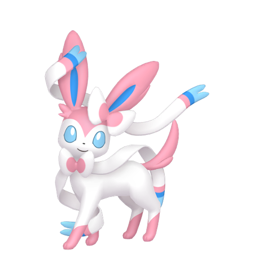 Sylveon sprite from Pokemon Pokopia showing the Intertwining Pokemon with Hype specialty