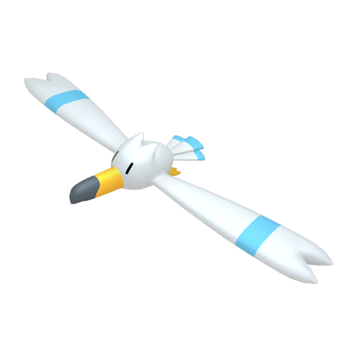 Wingull sprite from Pokemon Pokopia showing the Seagull Pokemon with Water and Fly specialties