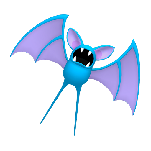 Zubat sprite from Pokemon Pokopia showing the Bat Pokemon with Search specialty
