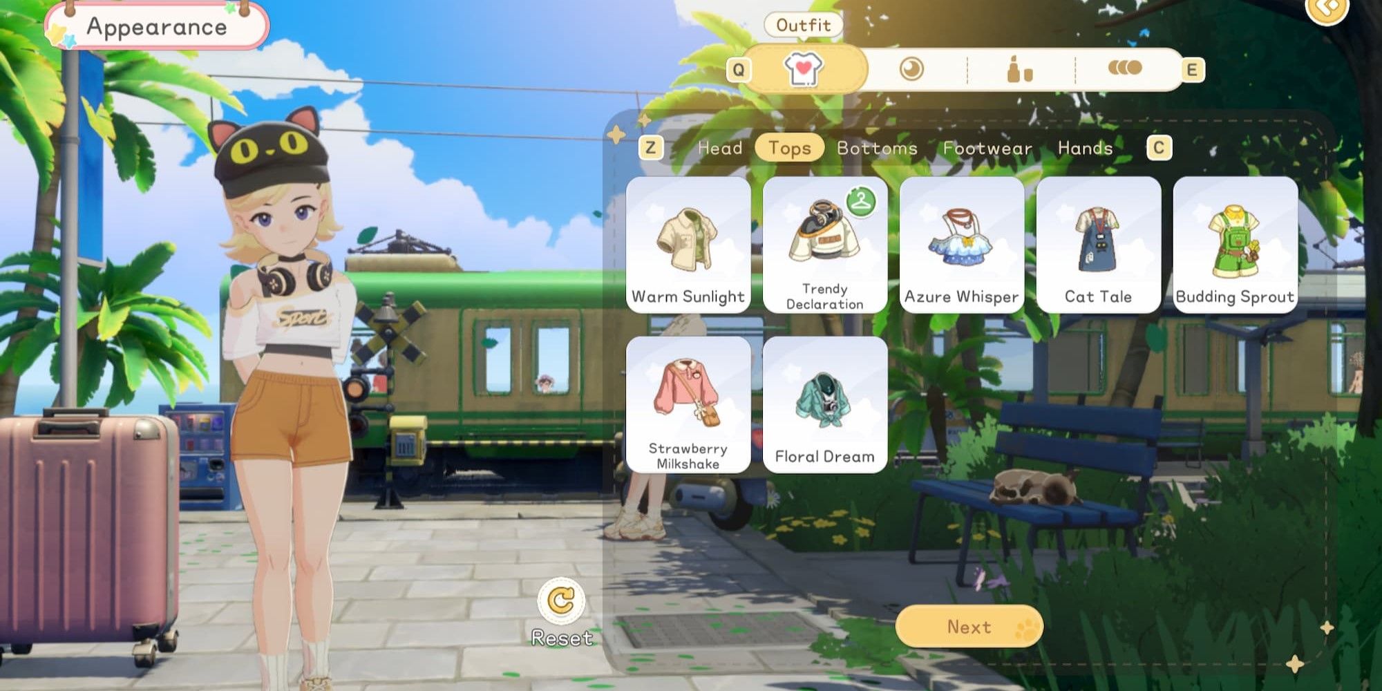 Character customization hair and accessories in Starsand Island