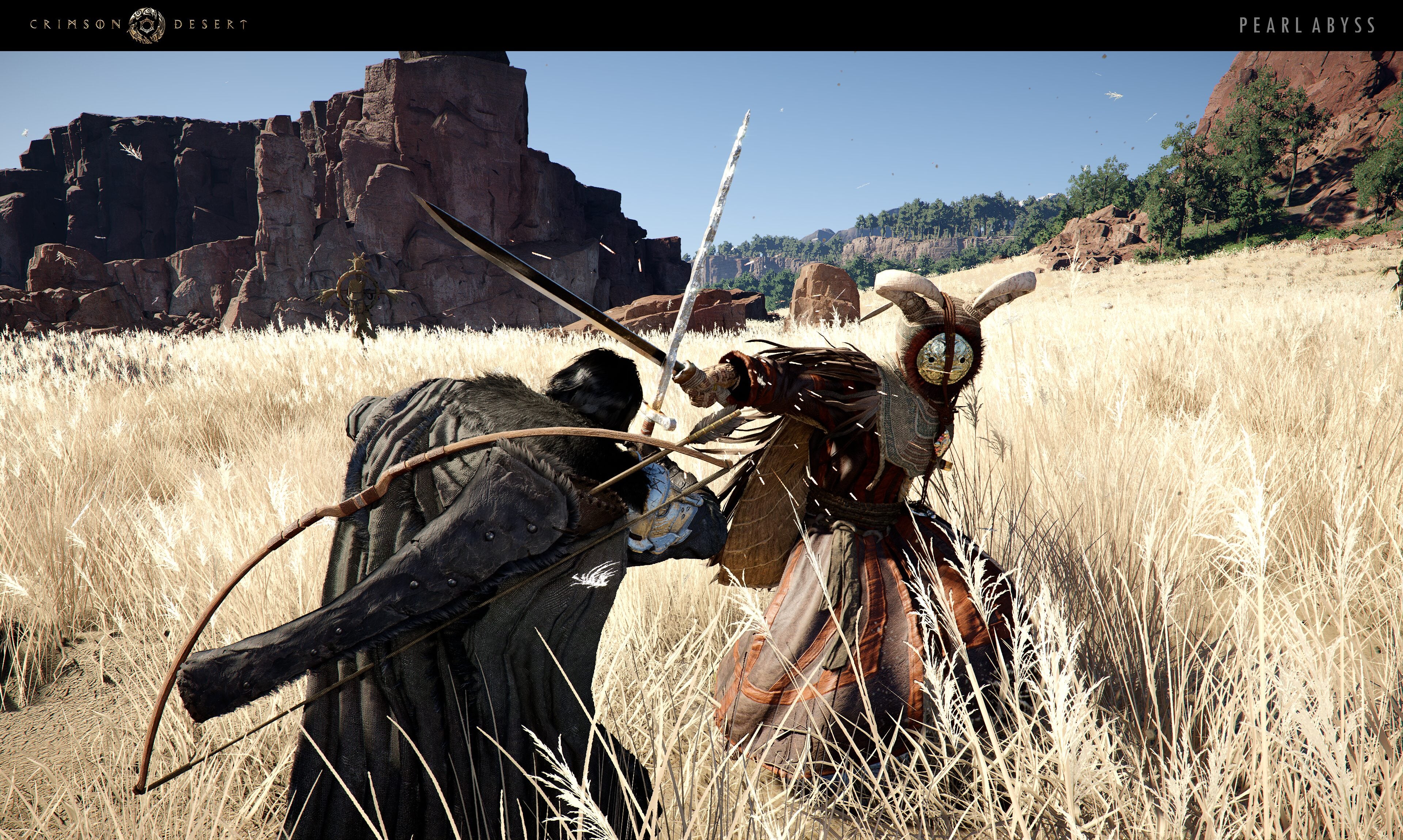 Crimson Desert combat encounter with enemies