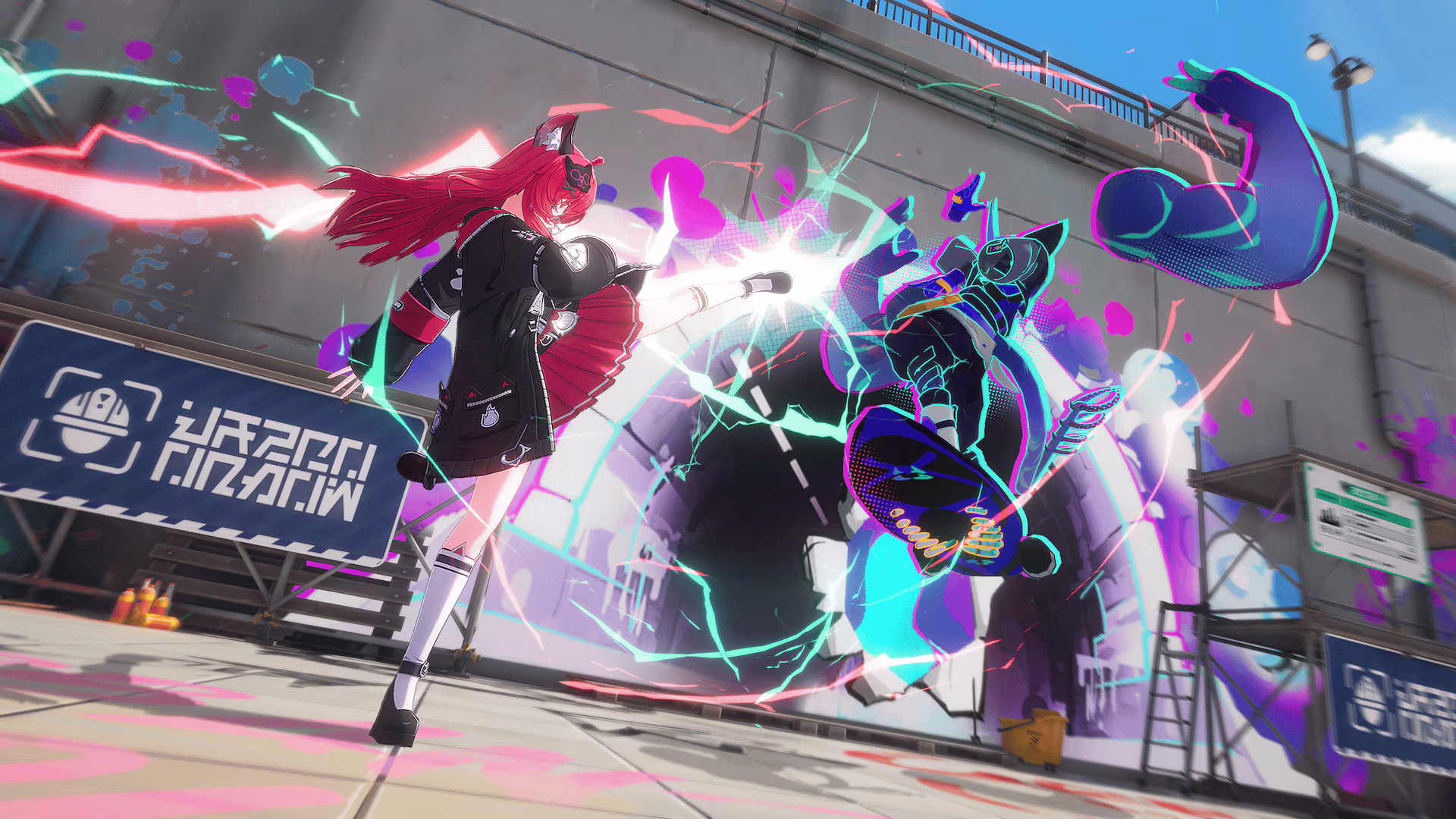 Two characters clashing in an intense combat encounter in Neverness to Everness