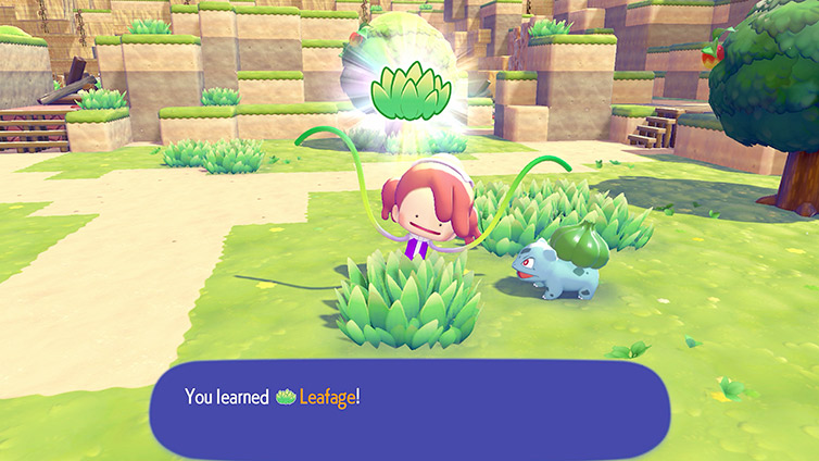 Ditto learning the Leafage ability from Bulbasaur with the ability learning UI overlay shown