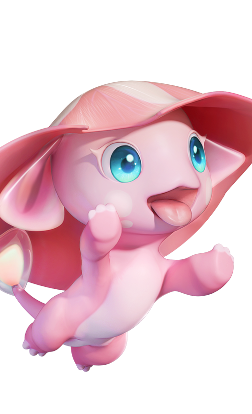Official full-body artwork of the Aniimo Skippy in its Sea of Flowers Form, a Water element Heal role creature