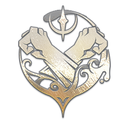 Brawler class emblem, two crossed gold gauntleted fists beneath a small trident mark