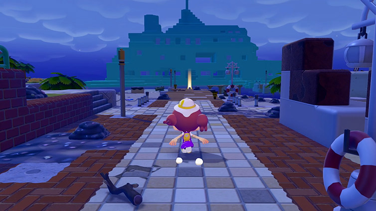 Exploring a distant area beyond the main settlement, discovering new terrain and wild Pokemon