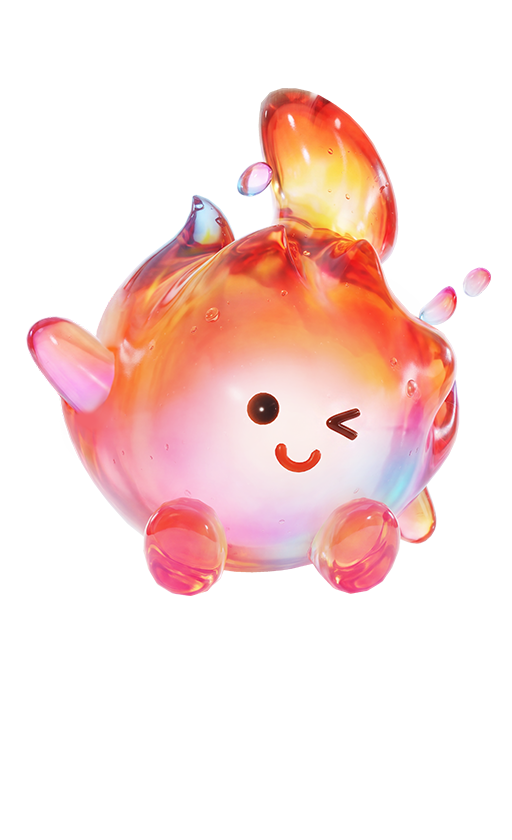 Official full-body artwork of the Aniimo Little Fire Spirit in its Prismana Form, a Fire element Support role creature