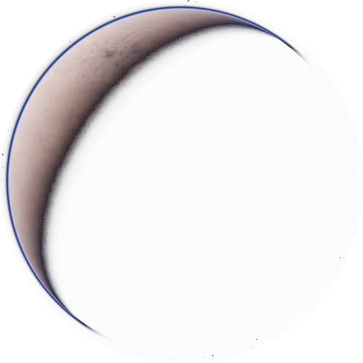 Official planet art of Tatooine, a sandy world shown as a thin sunlit crescent