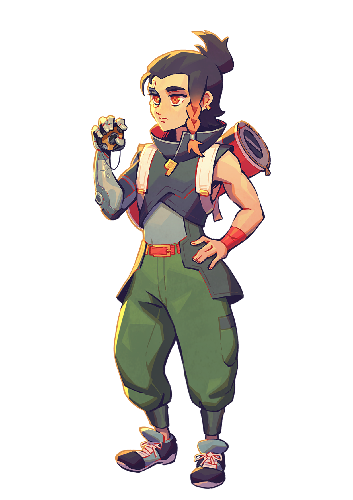 Official character art of Trey, the amnesiac protagonist introduced as the Mysterious Cyborg
