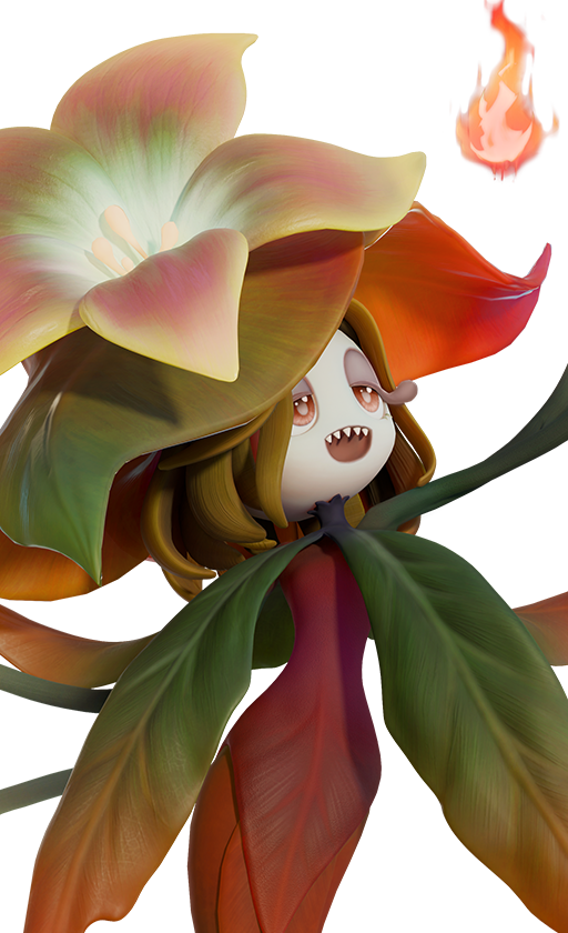 Official full-body artwork of the Aniimo Witchin in its Mountain Form, a Dark and Grass element Energy role creature