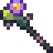 The Cactus Staff cosmetic icon from Soulbound: Online, a dark green shaft topped with a purple flower with an orange centre and a yellow green pad beside it