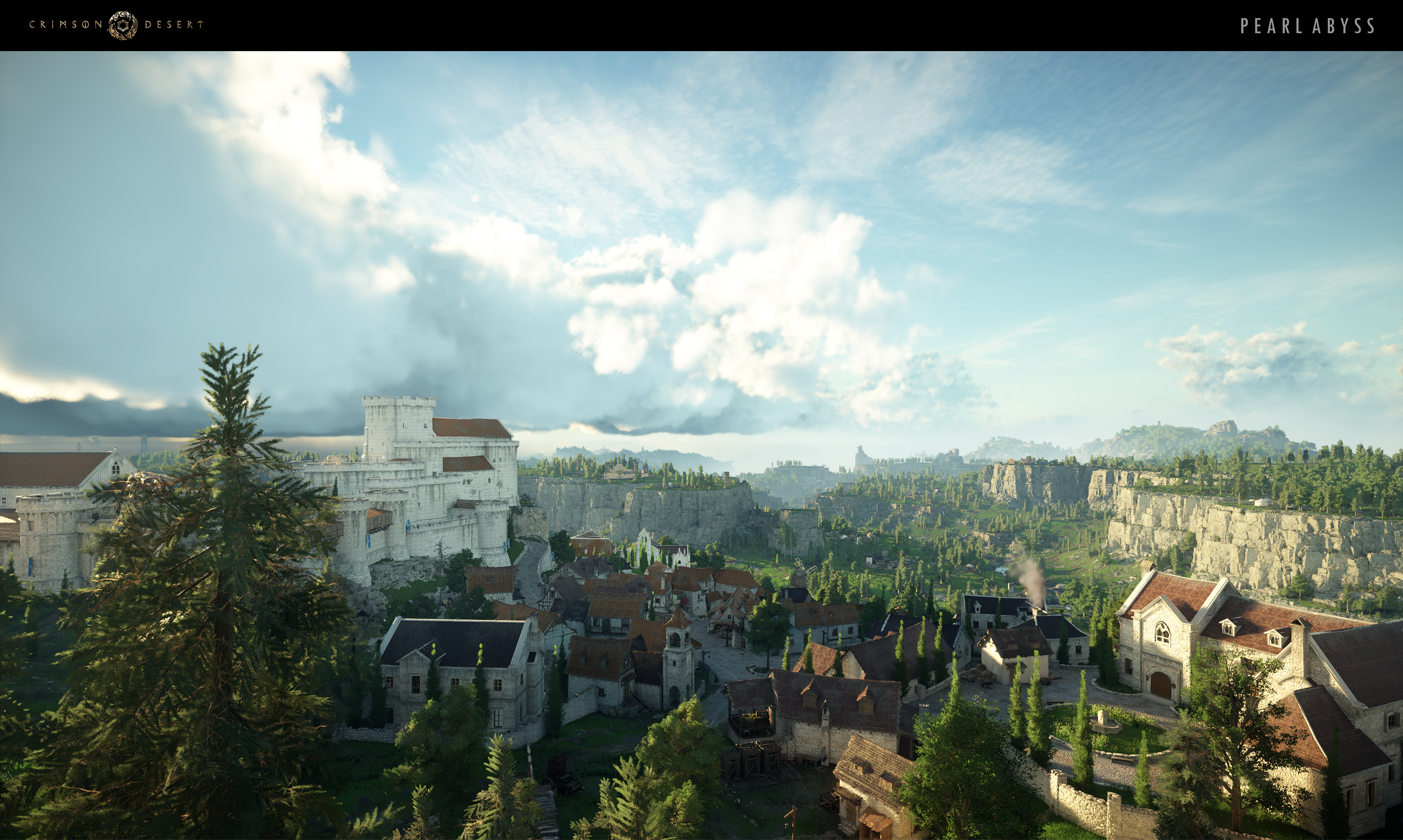 Sunset vista from a mountain peak overlooking the rolling plains of Pywel