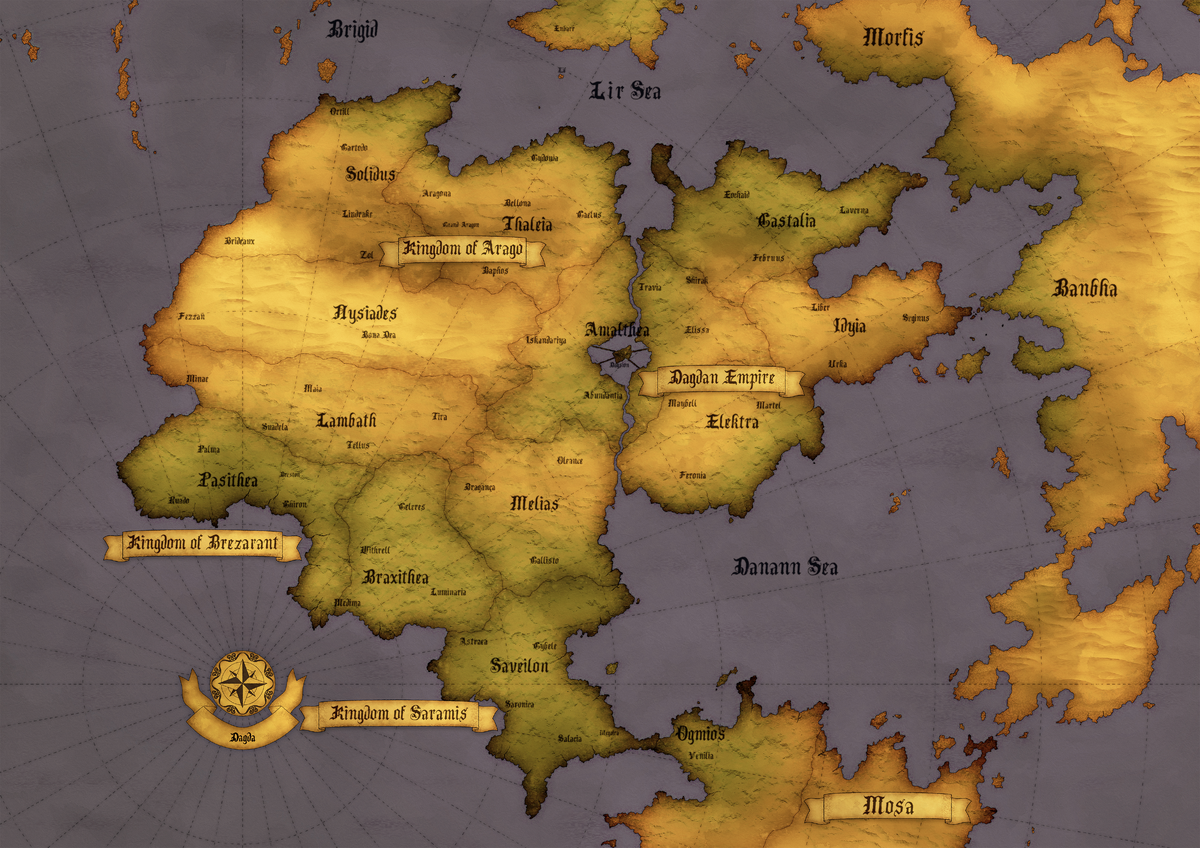Official world map artwork of the continent of Dagda