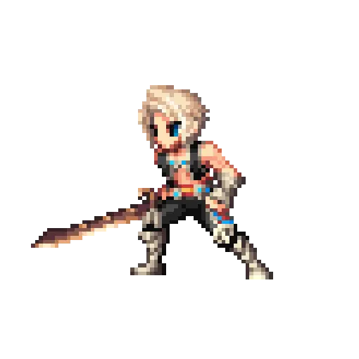 Pixel-art sprite of Vaan in a low battle stance with a long blade as he appears in the Vision roster